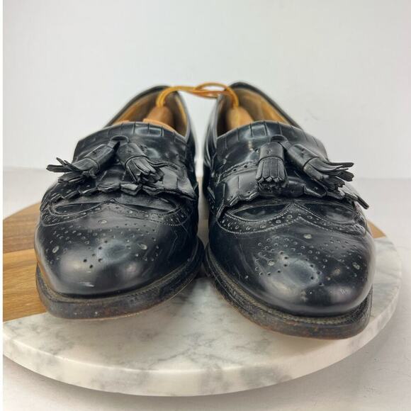 Johnston Murphy Optima Black Leather Wingtip Kiltie Tassel Loafer Men\'s 9.5 D main image 4